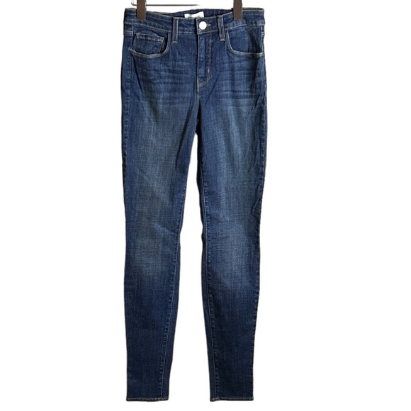 L'AGENCE Denim - L'agence Mid Rise Skinny Blue Jeans Stretch Waist Whiskering Size 25